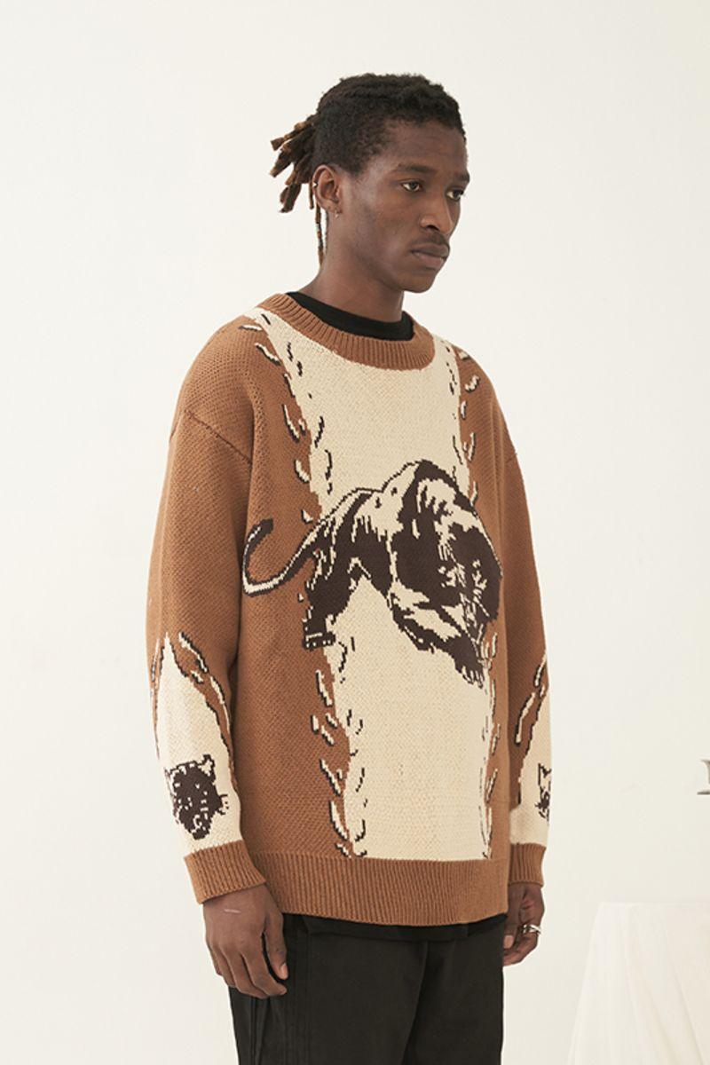 Empty Reference Panther Stitched Knit Sweater