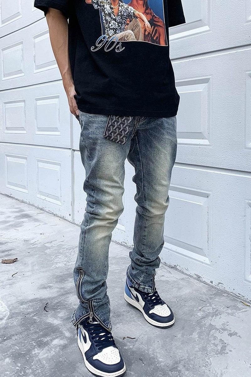 CZ Retro Washed Zipper Jeans