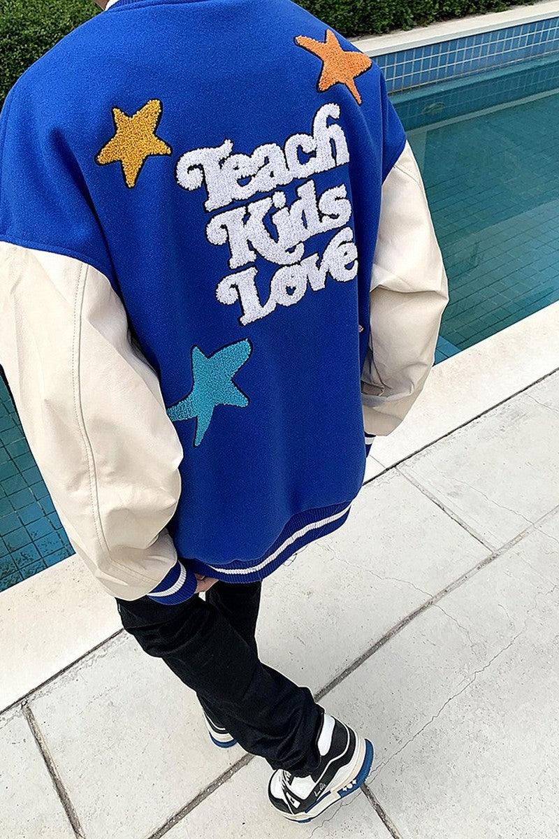 Don't Trip Embroidered Varsity Jacket