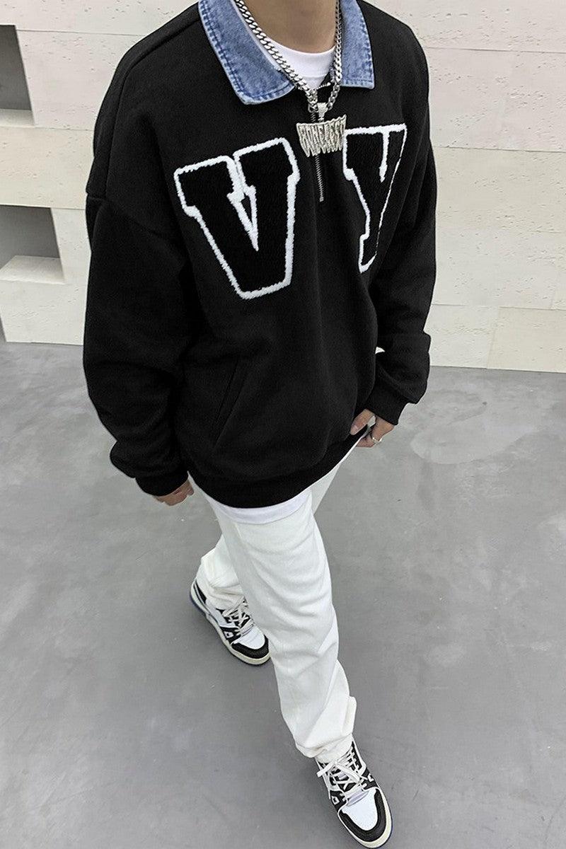 CZ Embroidered Sherpa VY Sweater