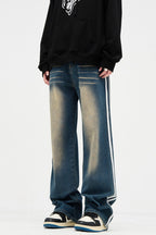 Washed Loose Track Jeans