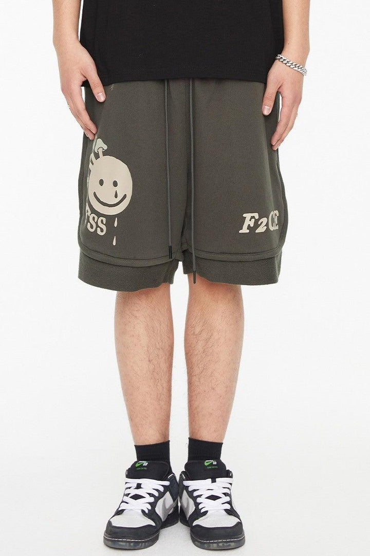 F2CE Smiley Print Logo Shorts