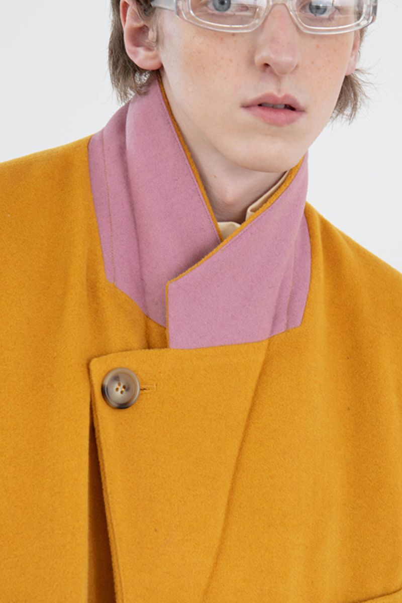 Mix7 Printed Yellow Woolen Coat