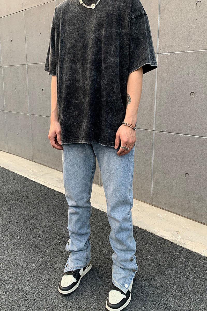 CZ Washed Adjustable Loose Jeans