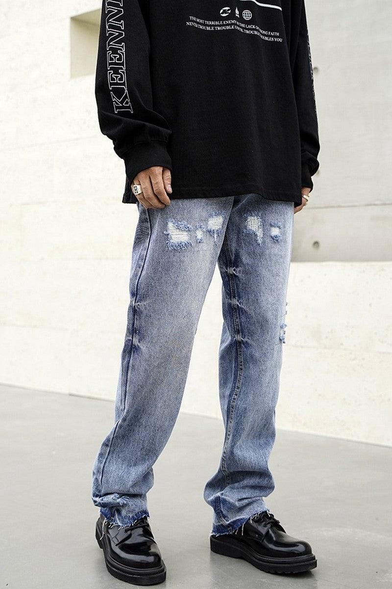Washed Distressed Loose Denim