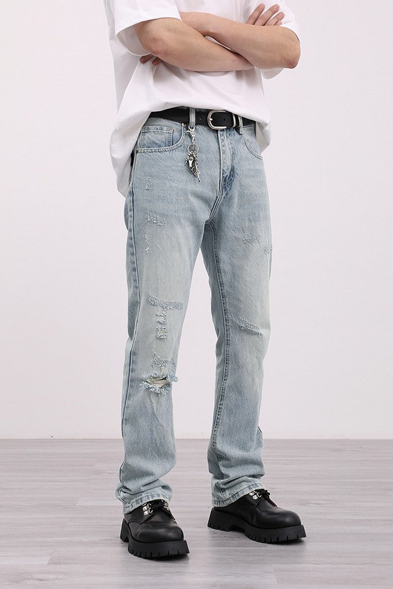 Retro Distressed Straight Jeans