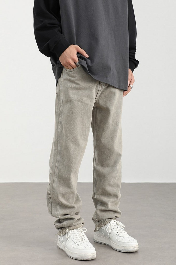 Washed Gray Loose Jeans