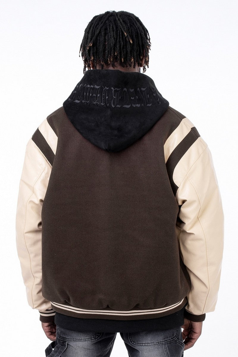 CZ Embroidered Woolen Varsity Jacket