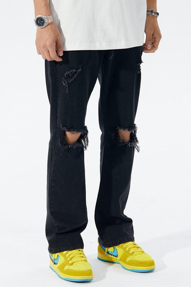 Distressed Washed Flared Jeans