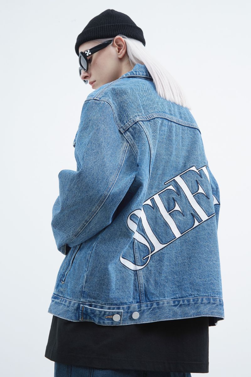 STEEPC Stitched Logo Jeans Jacket