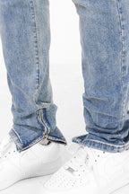 CZ Zipper Straight Washed Jeans