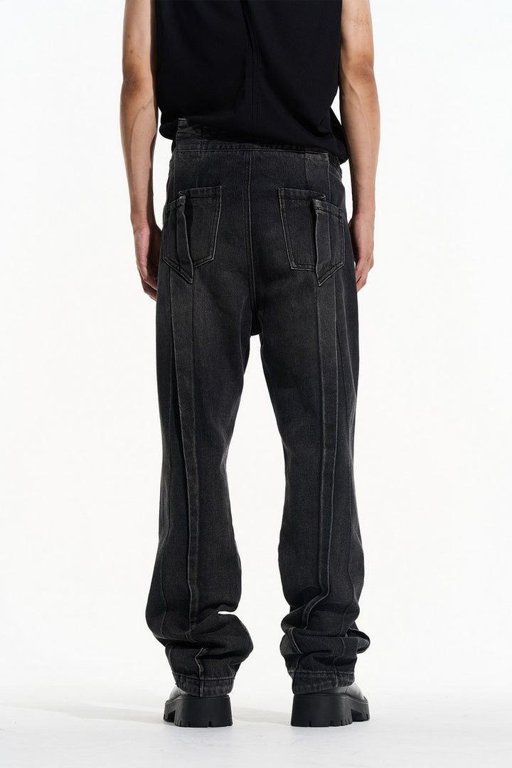 Pleated Straight Jeans