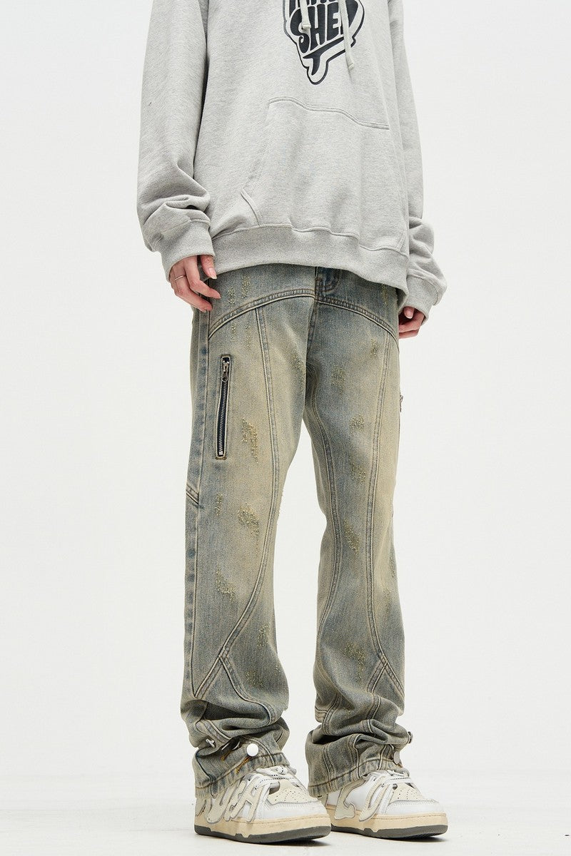Washed Structure Dyed Jeans
