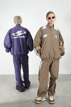Contrast Stitching Logo Racing Jacket