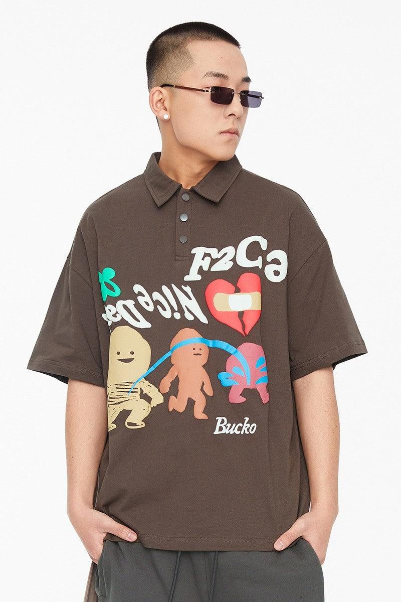 F2CE Foam Print Graffiti Polo Shirt