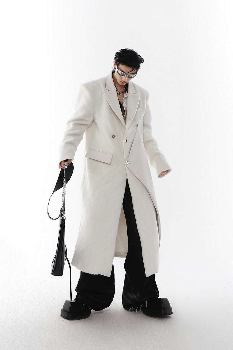 AC PU Leather Stitched Woolen Coat