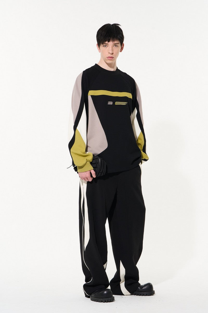 Embroidered Color Block Sweater