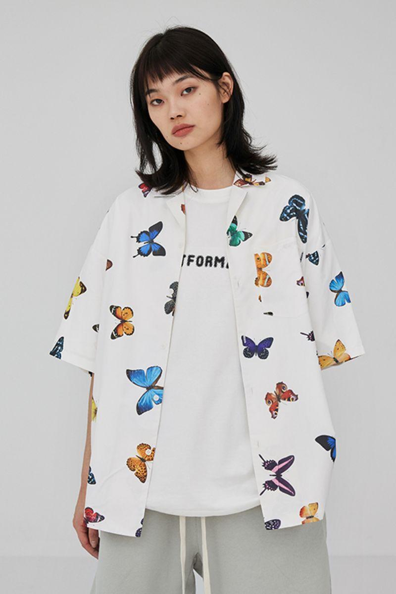 CZ Butterflies Cuban Shirt