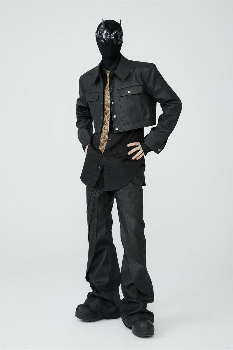 Waxed Flared Trousers
