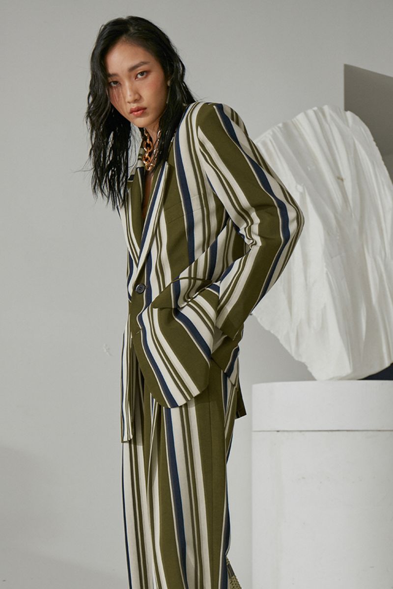 Mix7 Retro Striped Suit Jacket