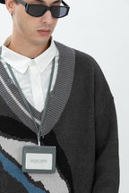 Error Code Fake Two-Piece V-Neck Sweater