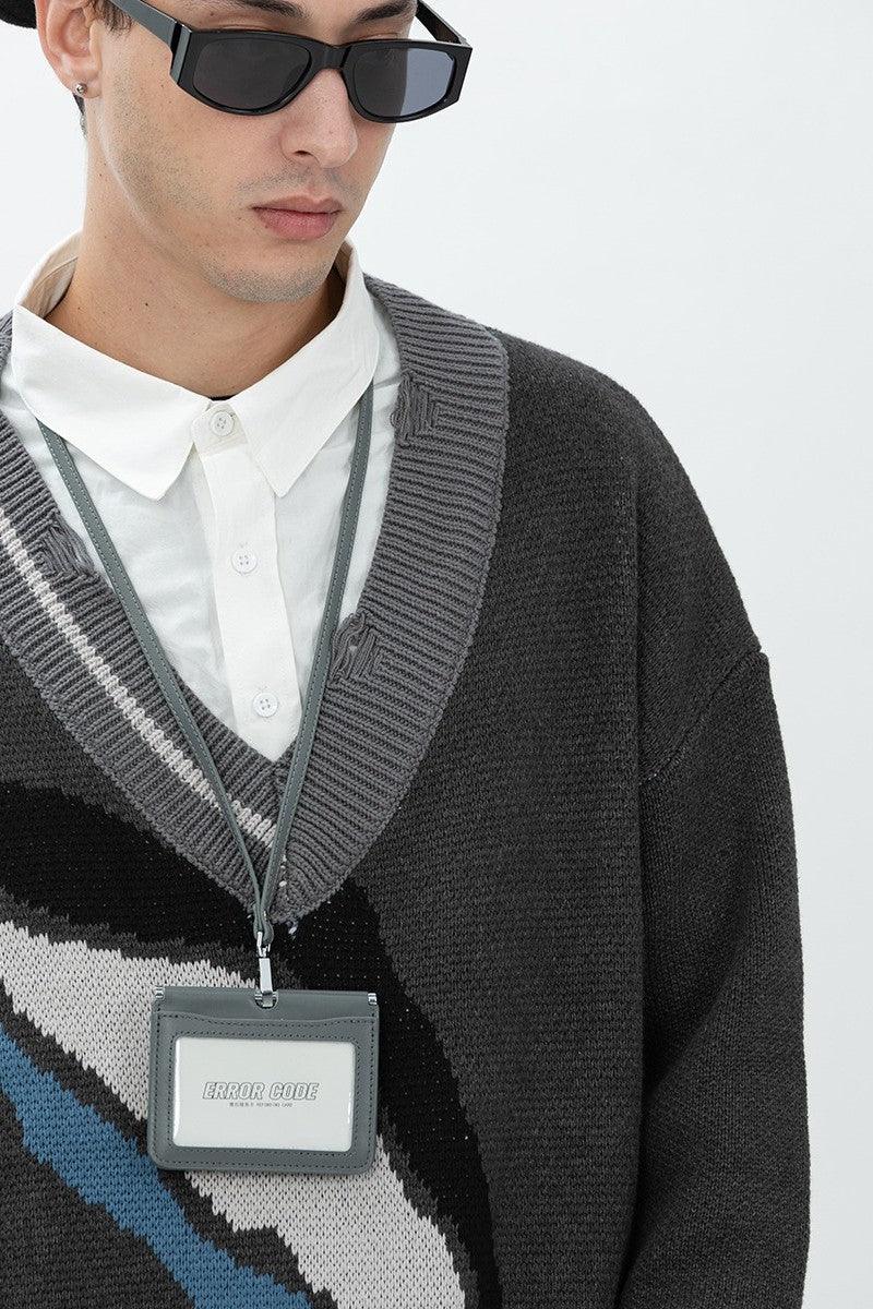 Error Code Fake Two-Piece V-Neck Sweater