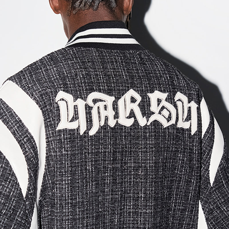 H/C Embroidered Leather Gothic Logo Flannel Jacket