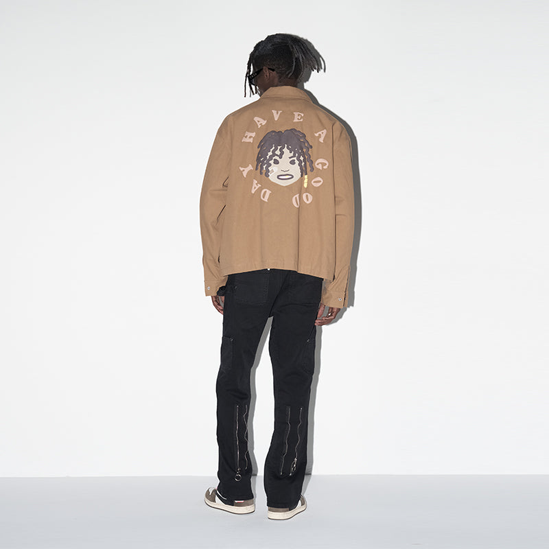 H/C Cartoon Face Foam Print Jacket