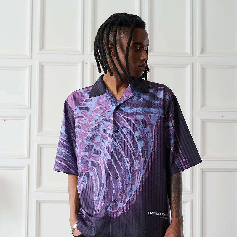Cyber Skeleton Full Print Cuban Shirt