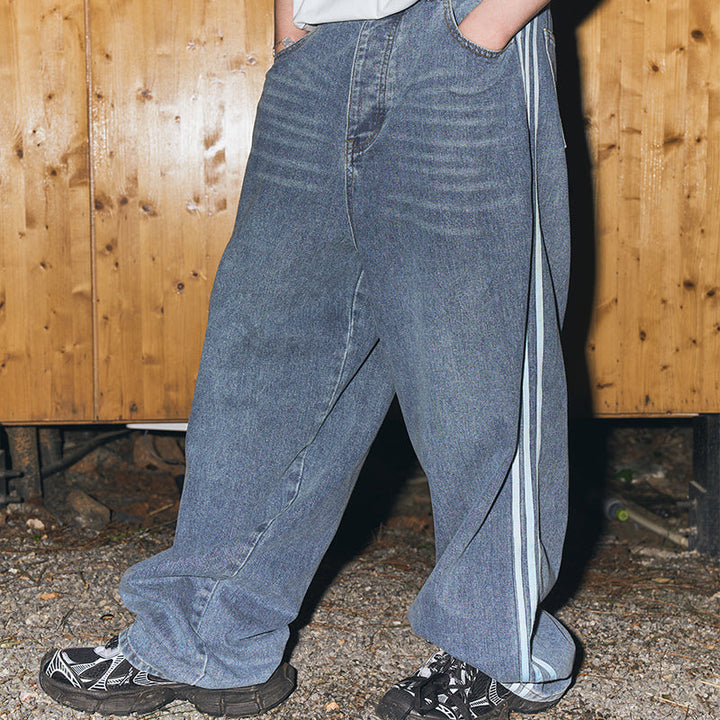 Washed Baggy Track Jeans