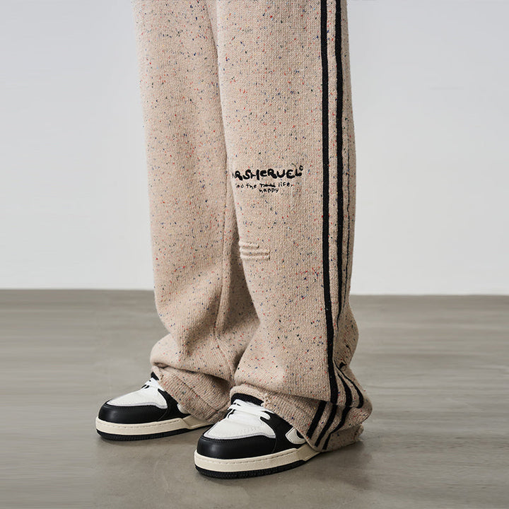 Striped Embroidered Knitted Trousers