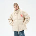 Handpainted Cartoon Flowers Logo Ring Down Jacket