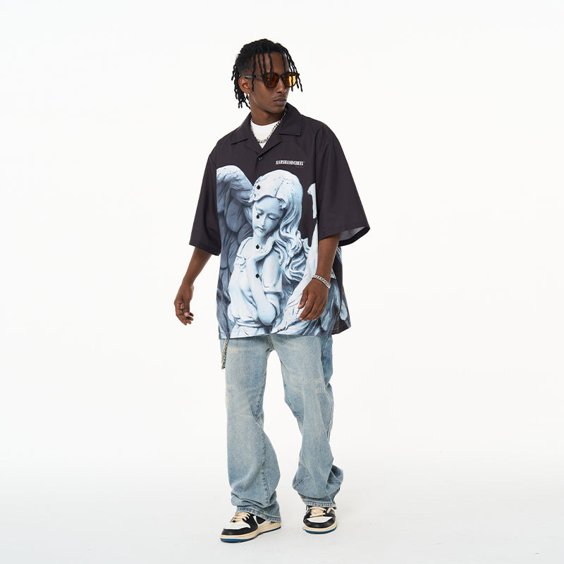 Cherub Statue Cuban Shirt