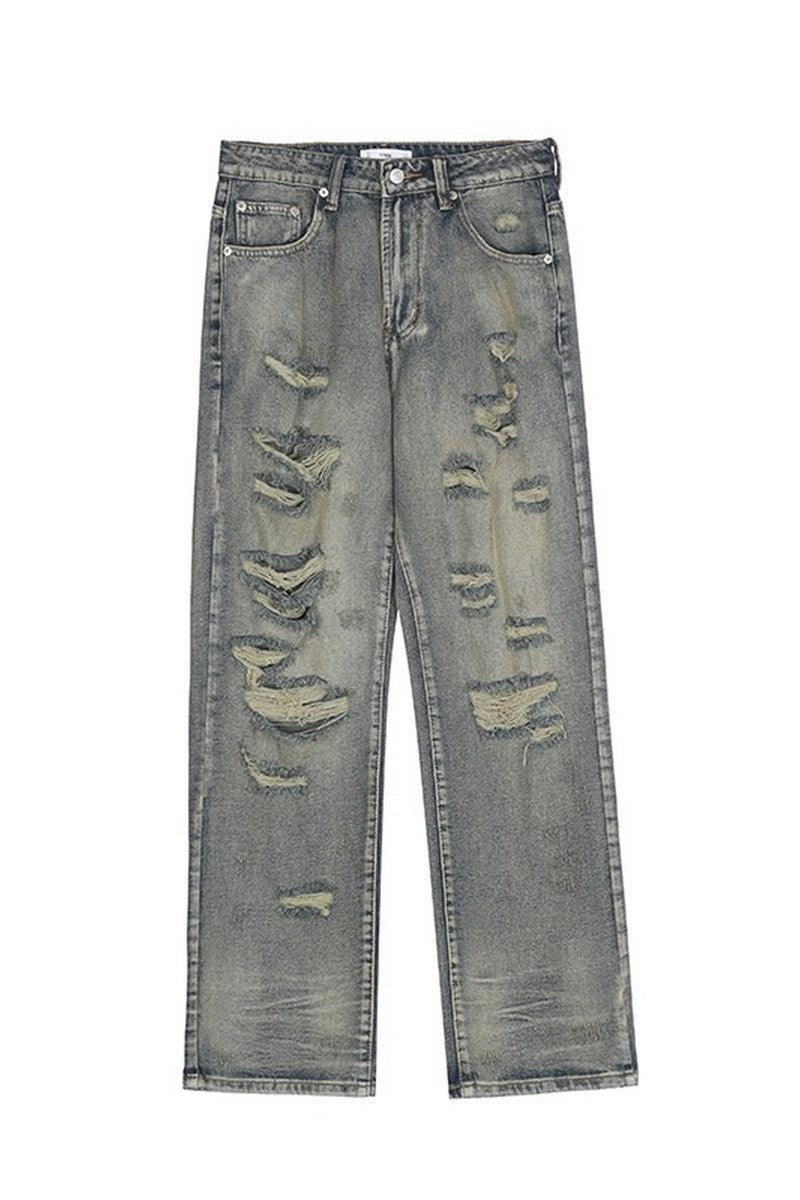 Distressed Grayish Loose Jeans