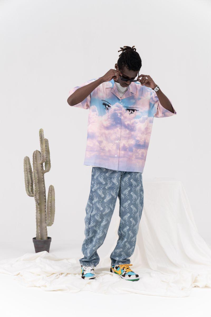 CZ Clouds Printed Cuban Shirt