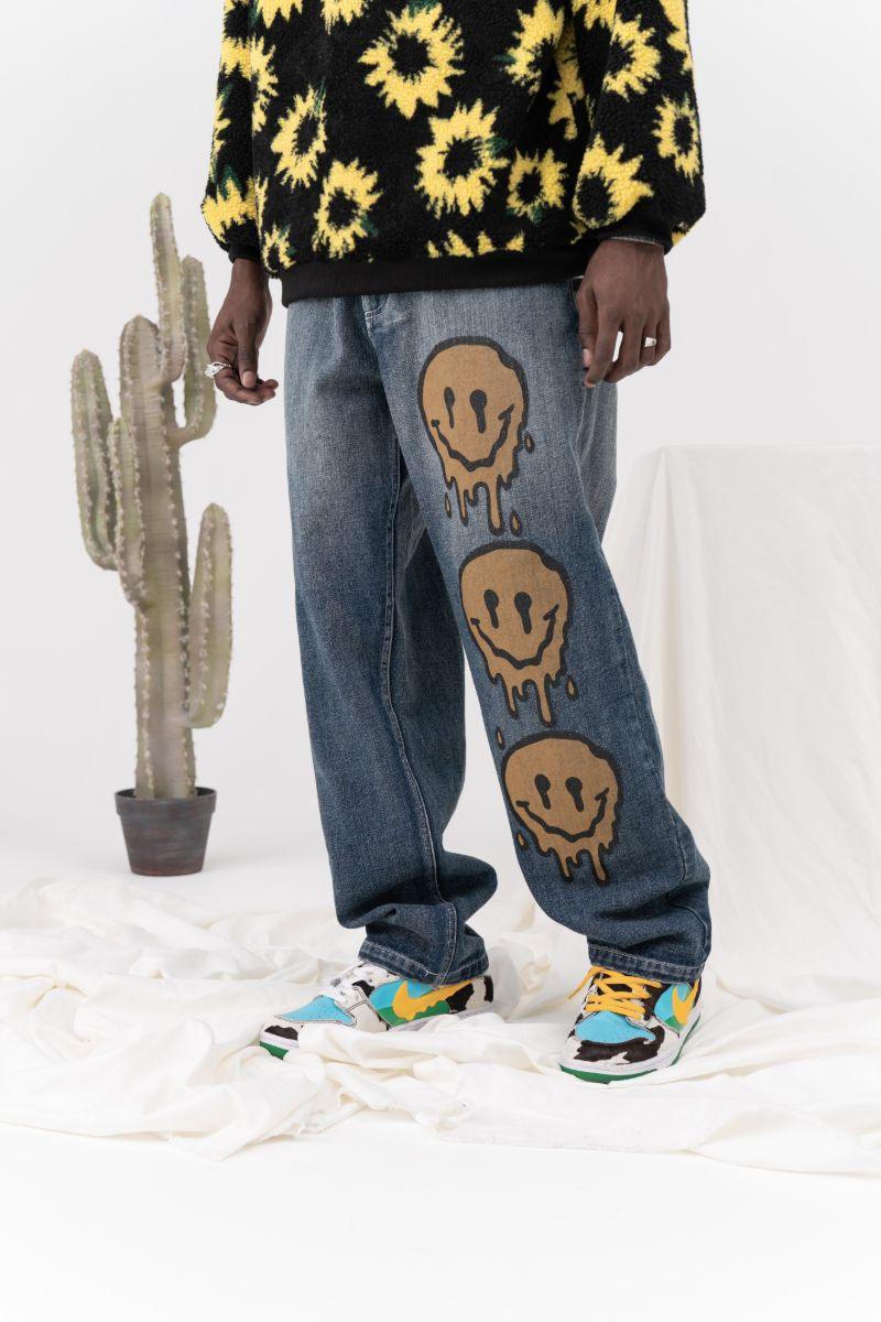 CZ Melting Smiley Printed Jeans
