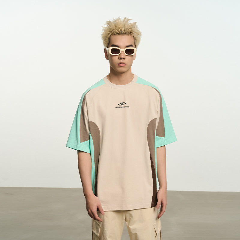 Contrast Color Stitching Logo Tee