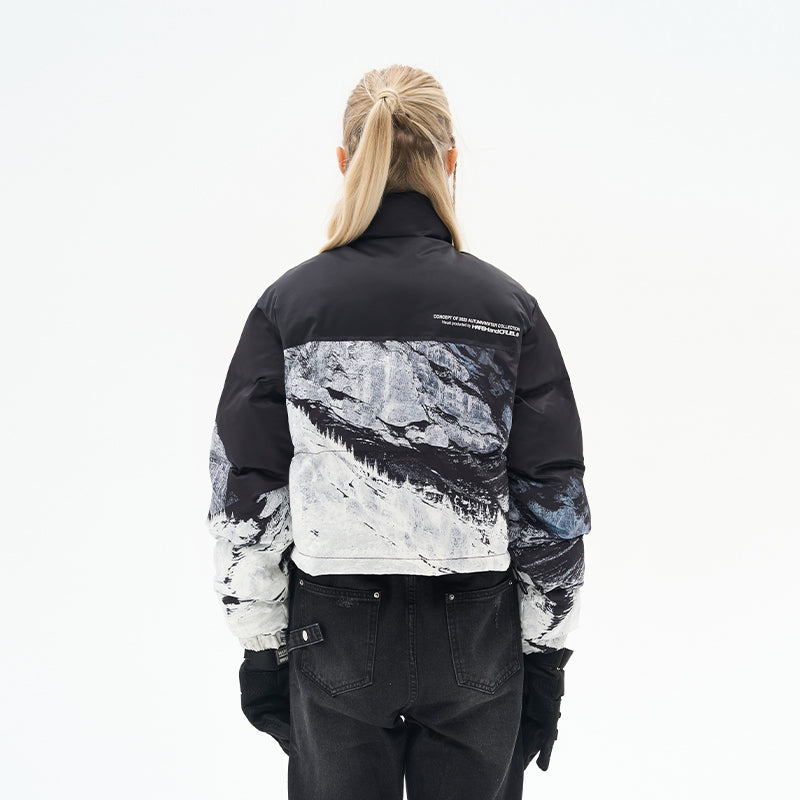 H/C Snow Mountain Printed Crop Jacket