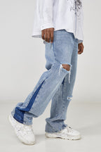 STEEPC Splash Ink Distressed Flared Jeans