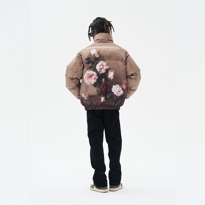H/C Vintage Oil Painting Full Print Down Jacket