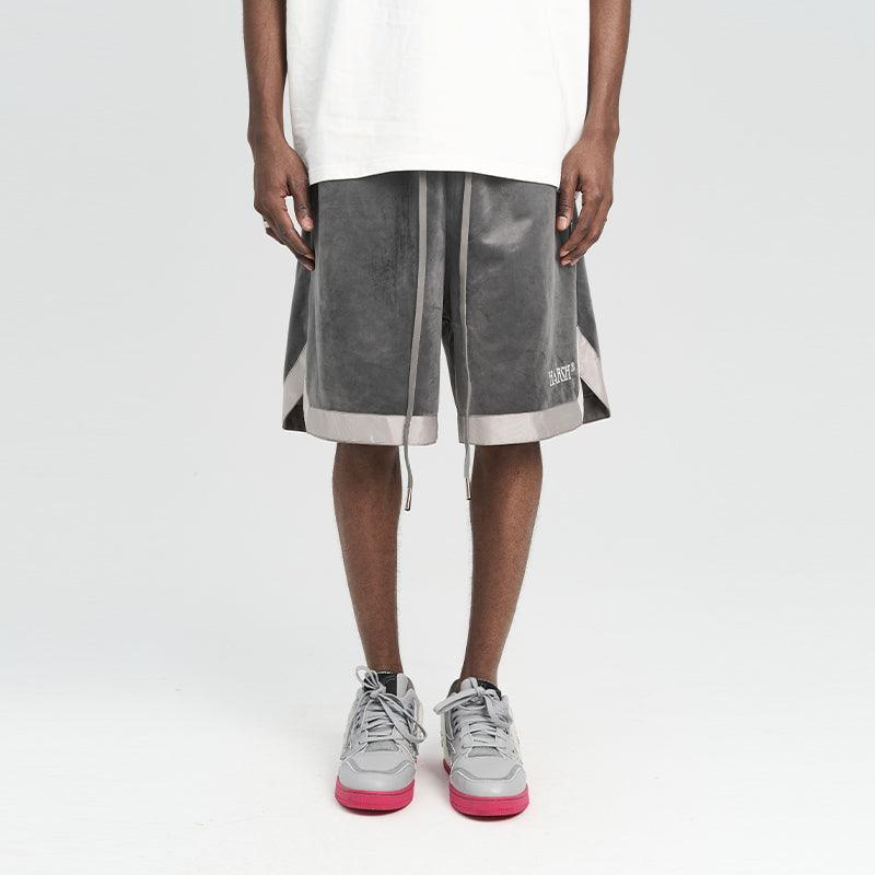Embroidered Logo Velvet Basketball Shorts