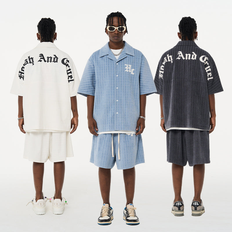 H/C  Gothic Logo Checkered Cuban Shirt