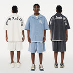 H/C  Gothic Logo Checkered Cuban Shirt