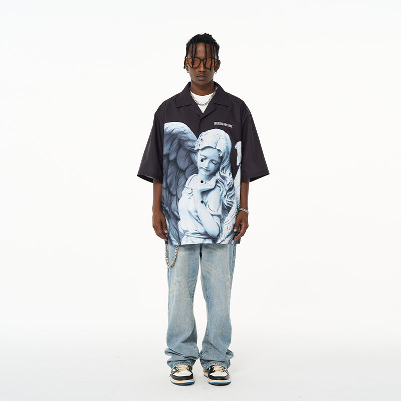 Cherub Statue Cuban Shirt