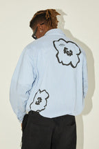 Empty Reference Striped Hand Painted Flowers Shirt