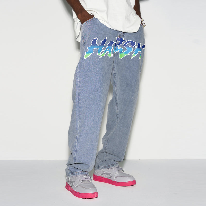Gradient Logo Loose Jeans