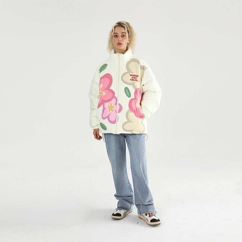 H/C Cartoon Flowers Down Jacket