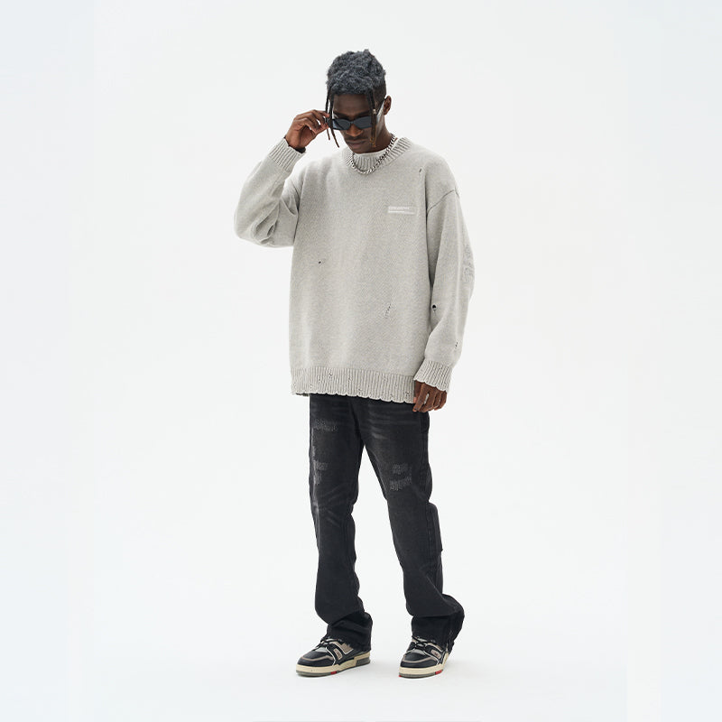 Gothic Logo Destructed Knit Sweater
