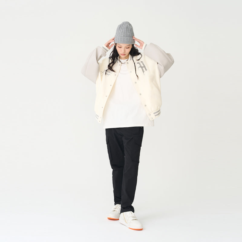 H/C Loose Casual Embroidered Baseball Jacket