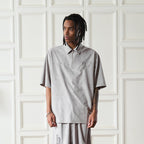 Embossed Gothic Logo Zipper Suede Polo Shirt